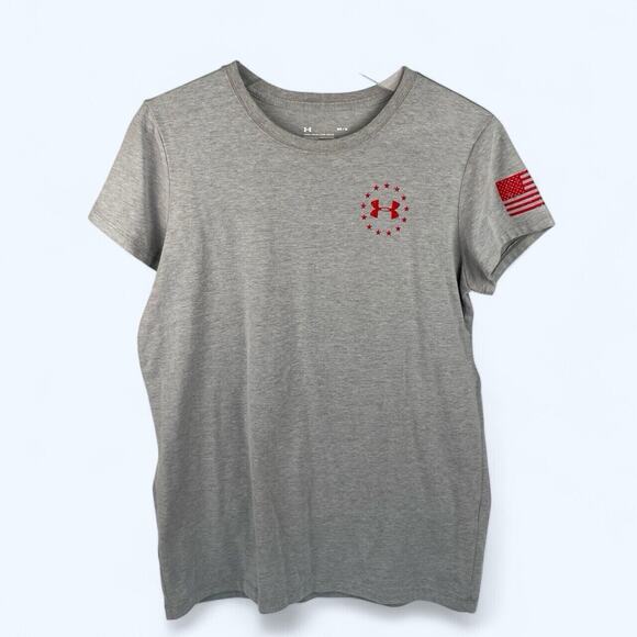 Under Armour Freedom Tshirt gray Loose Fit Heat Gear Unisex size medium - Picture 2 of 6